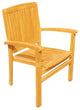 3-Piece Outdoor Teak Dining Set: 36" Round Table, 2 Wave Stacking Arm Chairs