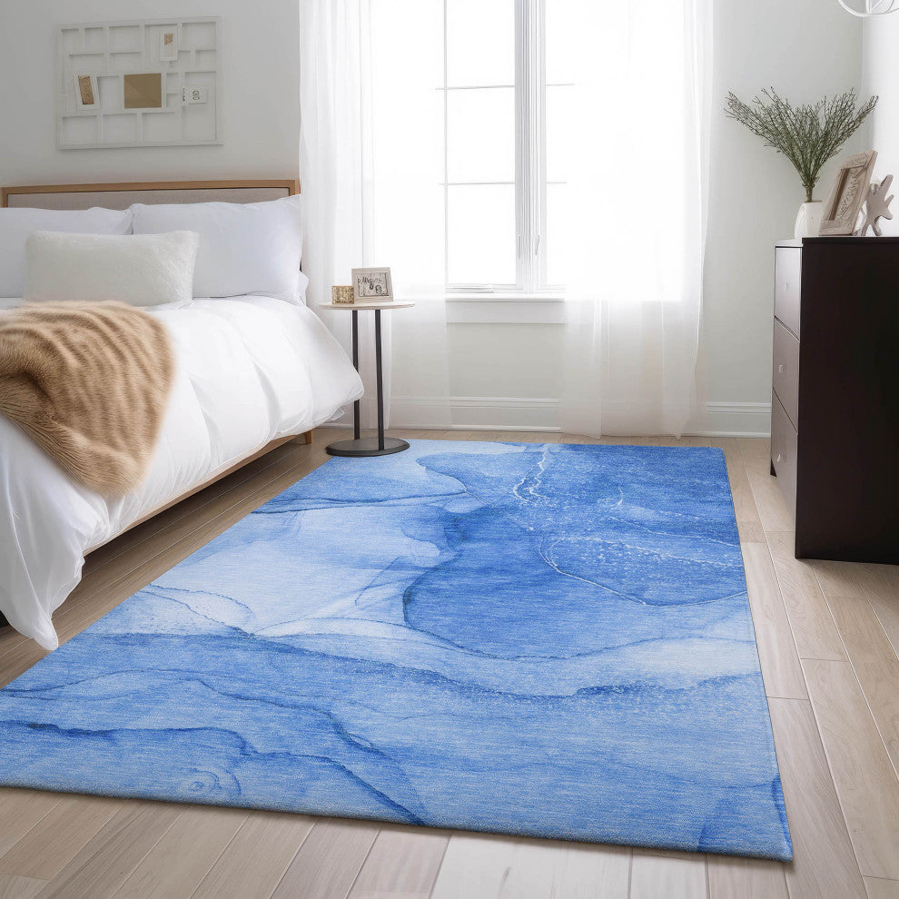Premium Machine Washable Mayfield AMF507 Blue 9' x 12' Rug