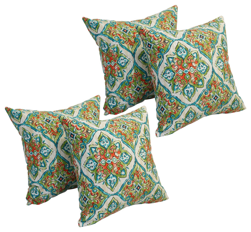17" Square Polyester Outdoor Throw Pillows, Set of 4, Splendor Opal
