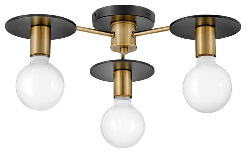Lark 83203 Bobbie 3 Light 20"W Semi-Flush Globe Ceiling Fixture - Lacquered