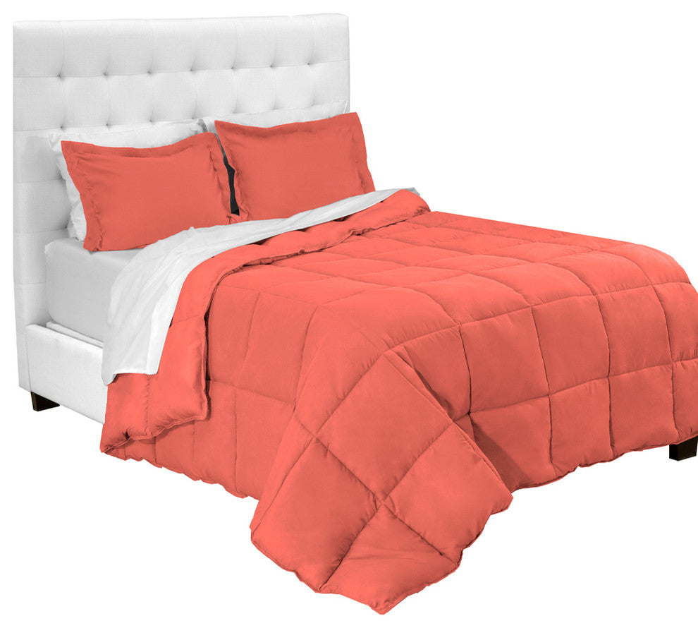 Bare Home 5-Piece Twin Bed-in-a-Bag, Coral, White