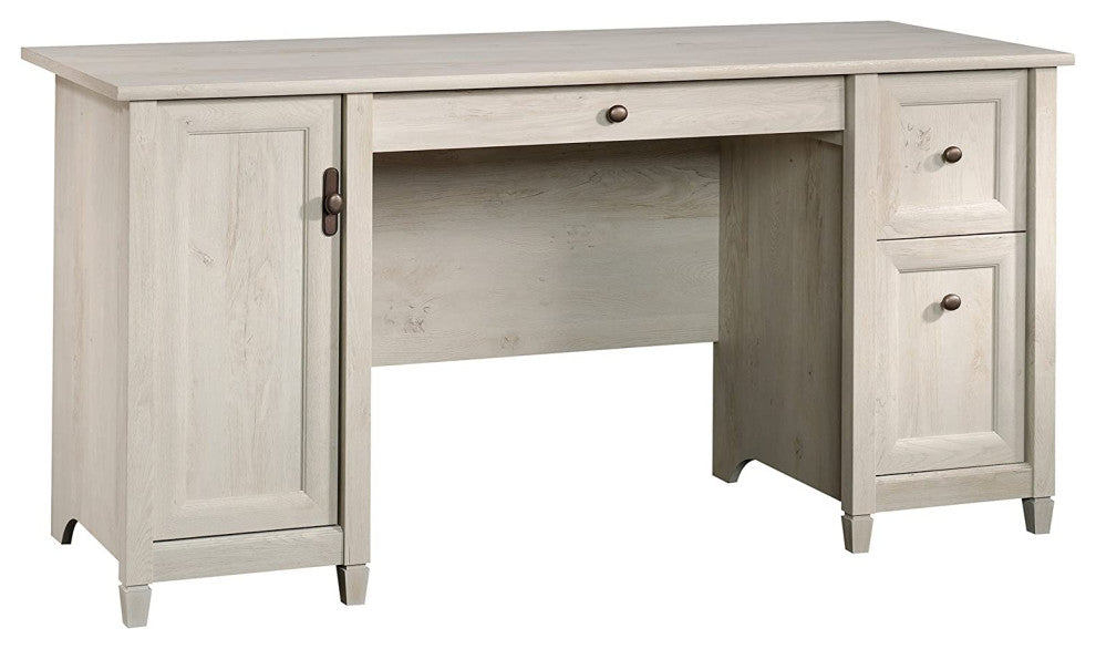 Cottage Desk, 2 Spacious Drawers and Large Storage Cabinet, Chalked Chestnut