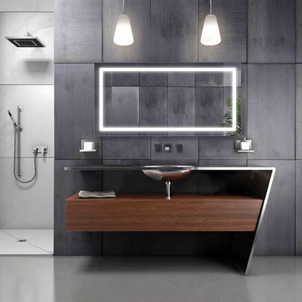 Krugg LED Bathroom Mirror, Lighted Vanity Mirror Dimmer and Defogger, 48x24