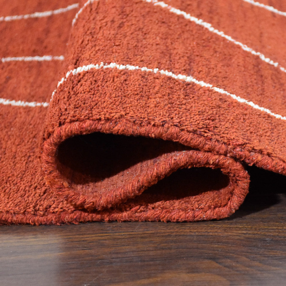 HAND KNOTTED LOOM SILK AREA RUGS-8'x10',Rectangle,Light Red White,Contemporary