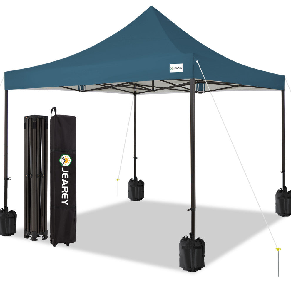 JEAREY Pop Up Canopy Tent, Outdoor Canopy, 4 Sand Bags, Navy, 10x10ft