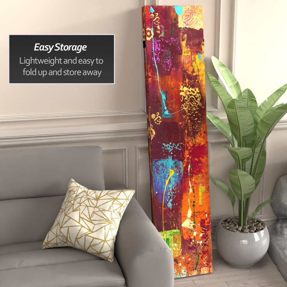 6' Tall India Double Sided Canvas Room Divider