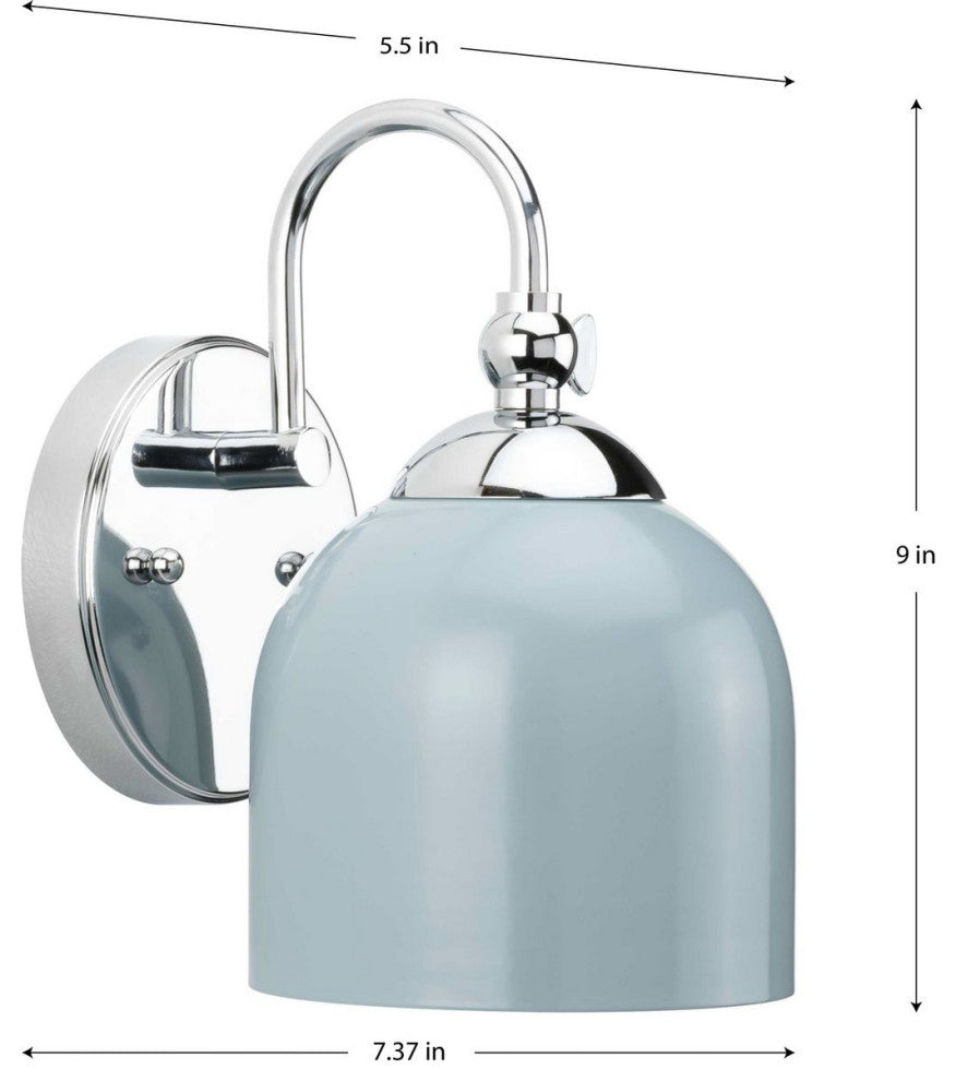 Dalton Collection 1-Light Polished Chrome Coastal Blue Vanity Light