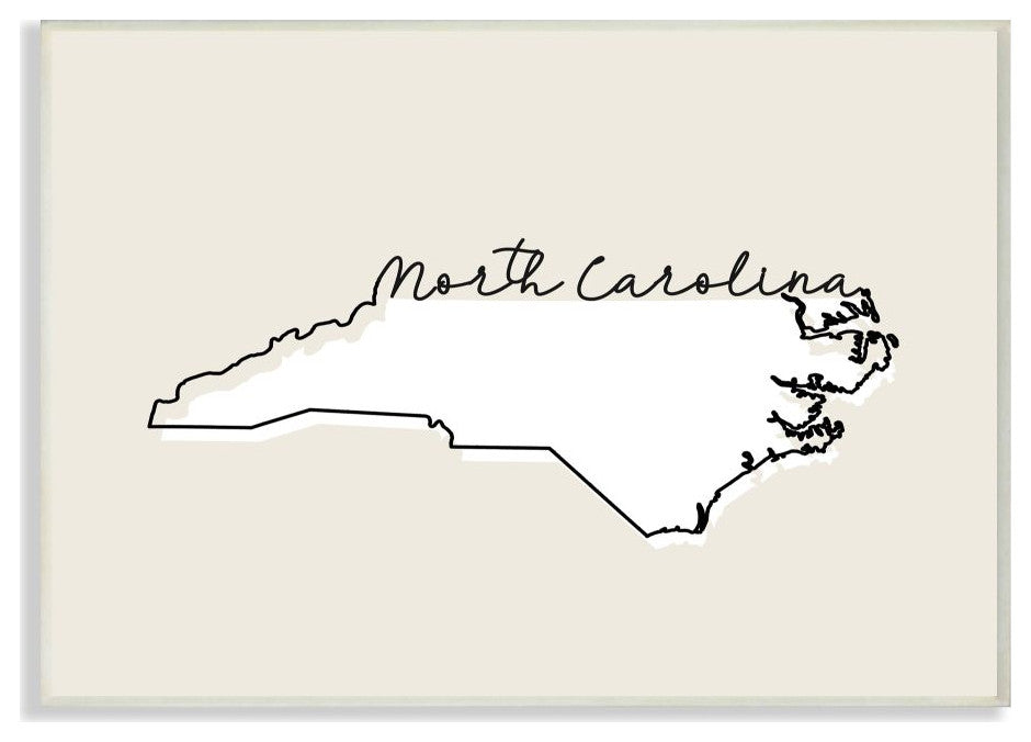 North Carolina Home State Map Neutral Print Design, 12"x18"