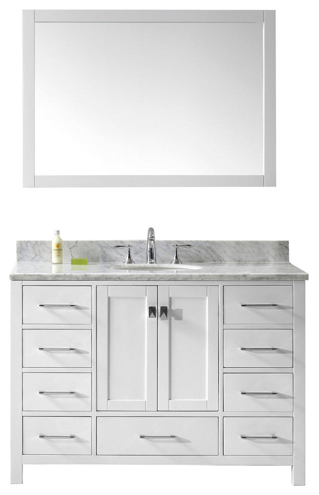 Caroline Avenue 48" Single Bathroom Vanity Set Gray, Marble Top
