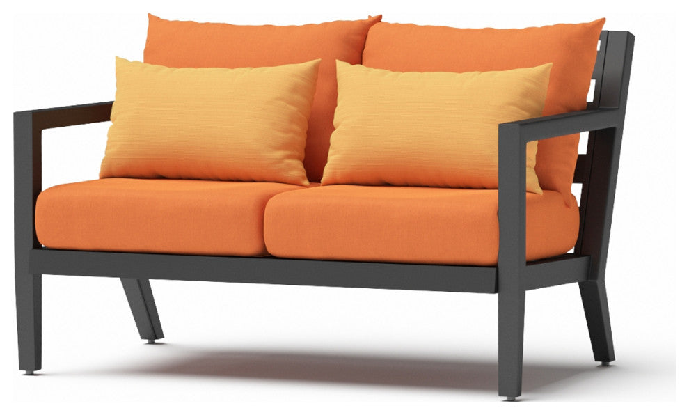 Thelix 5 Piece Sunbrella Outdoor Patio Seating Set, Tikka Orange