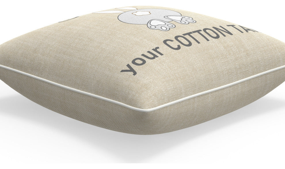 Outdoor/Indoor Easter Cotton Tail Natural 18" Throw Pillow