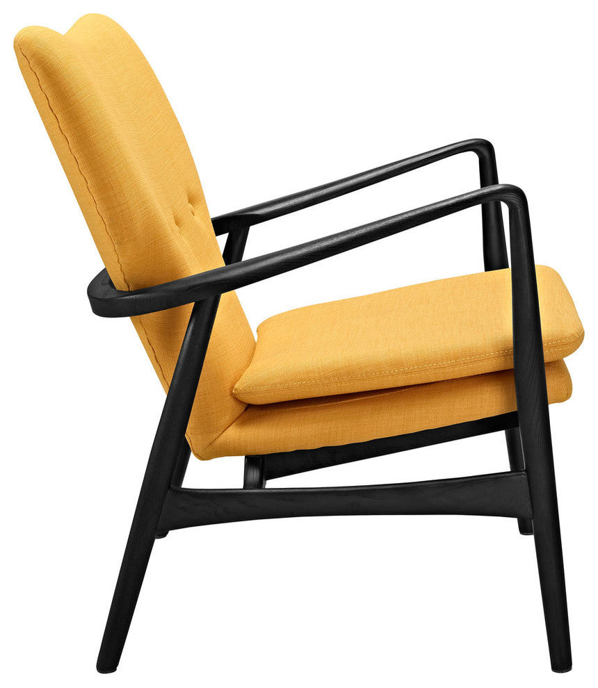 Modern Contemporary Lounge Chair, Yellow Fabric
