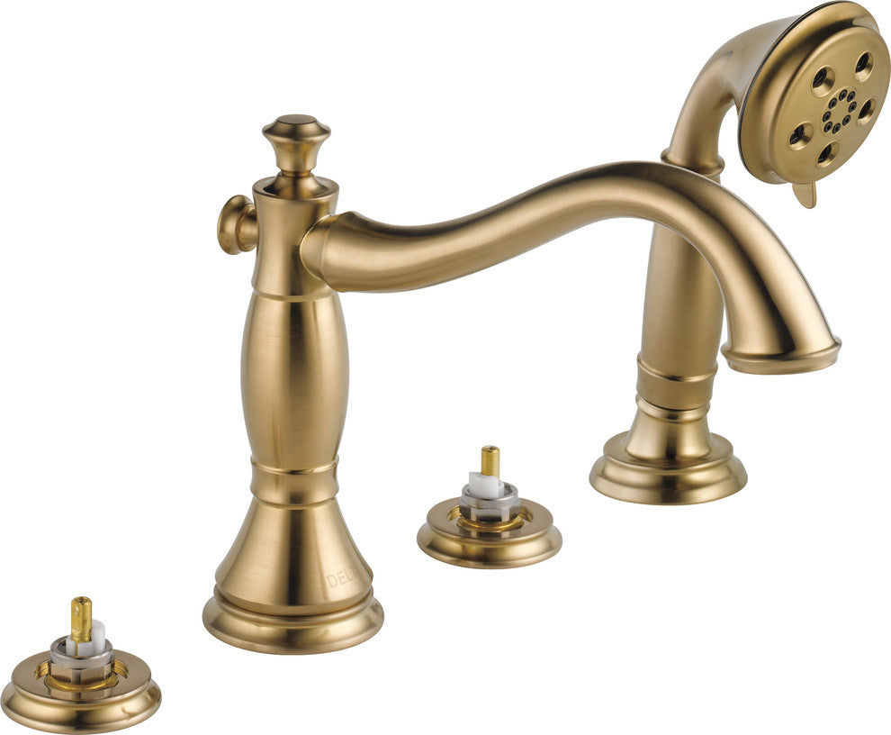Delta Cassidy Roman Tub with Hand Shower Trim - Less Handles, Champagne Bronze
