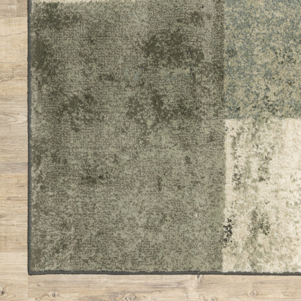 Brown and Gray Abstract Marble Squares Indoor Runner Rug