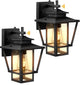 2 Pack Sensor Outdoor Wall Lantern Seeded Glass Dusk To Dawn Wall Light