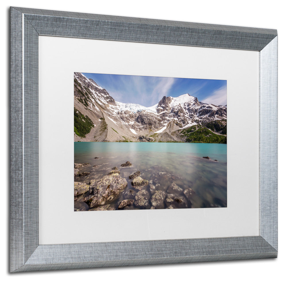 Pierre Leclerc ''Turquoise Blue Lake'' Matted Art, Silver Frame, White, 20x16