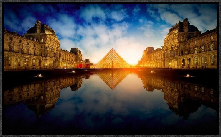 "Le Louvre" Framed Canvas Giclee by Cuomo Massimo, 23x14"