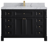 Paris 48" Single Sink Bathroom Vanity, Black 2" Venatino Quartz