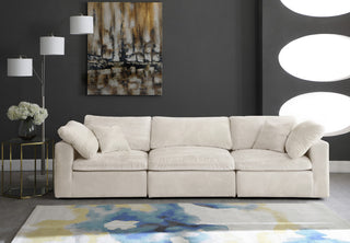 Cozy Velvet Upholstered Comfort 3-Piece Modular Sofa, Cream