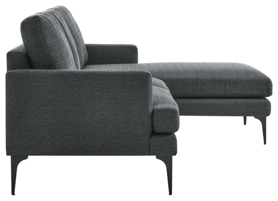 Modway Evermore Right-Facing Metal and Upholstered Fabric Sectional Sofa - Gray