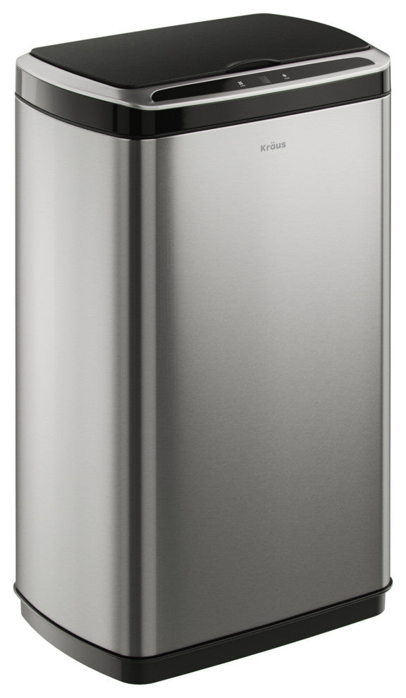GarbagePro Rectangular 13 Gal Touchless Motion Sensor Stainless Steel Trash Can