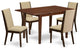 5Pc Dining Set - 4 Upholstered Chairs, Butterfly Leaf Table Hardwoo, Mahogany