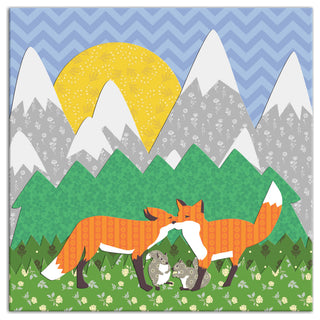 Kissing Foxes 16x16 Canvas Wall Art