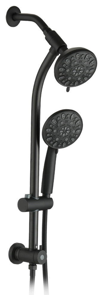 7 Spray Patterns Dual Shower Head with Slide Bar, Matte Black