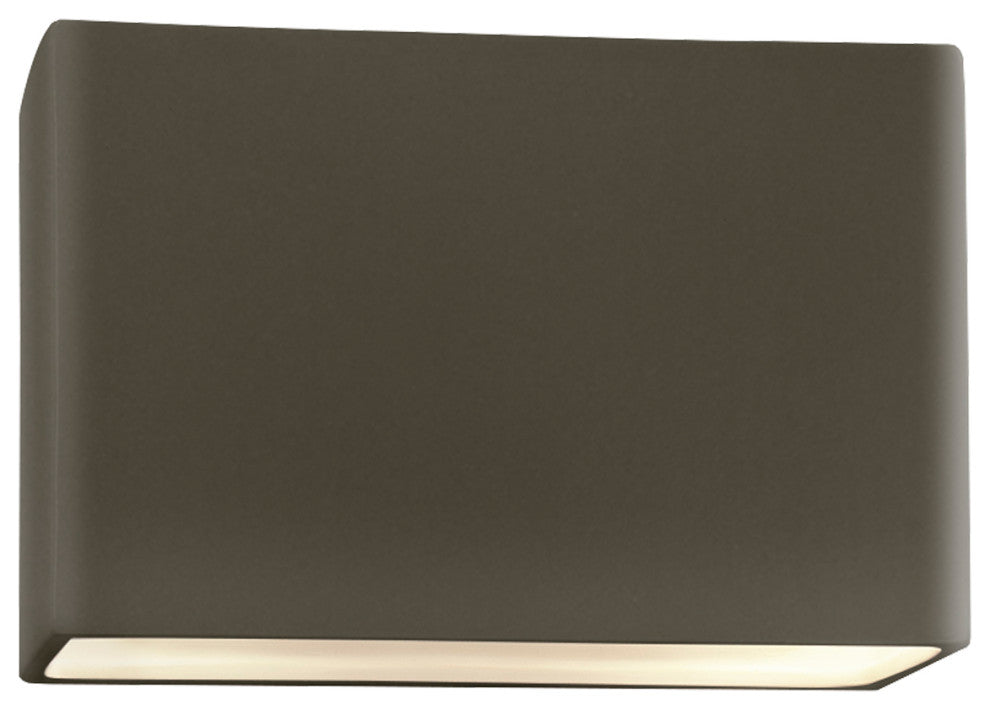 Really Big Wide Rectangle Outdoor Wall Sconce, Closed, 16", Pewter Green, LED