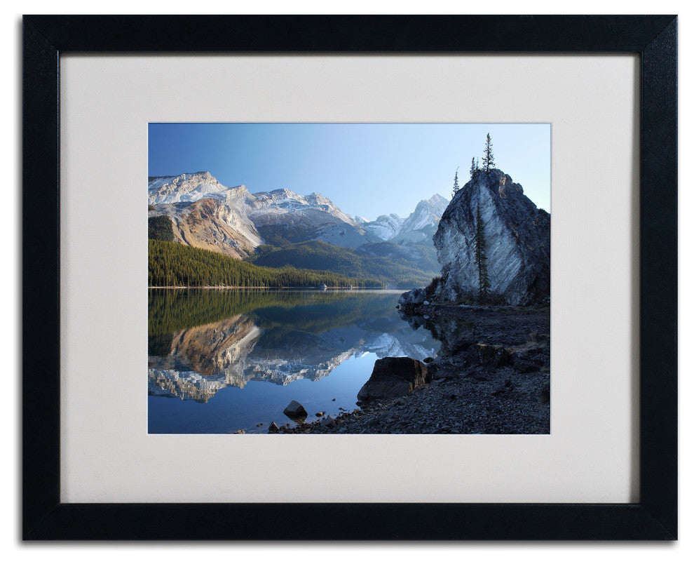 'Jasper Maligne Lake' Matted Framed Canvas Art by Pierre Leclerc