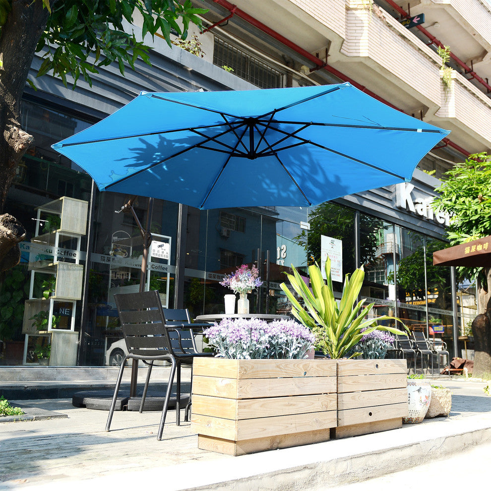Villacera 10'' Patio Umbrella With 8 Steel Ribs Aluminum Pole Vertical Tilt Blue