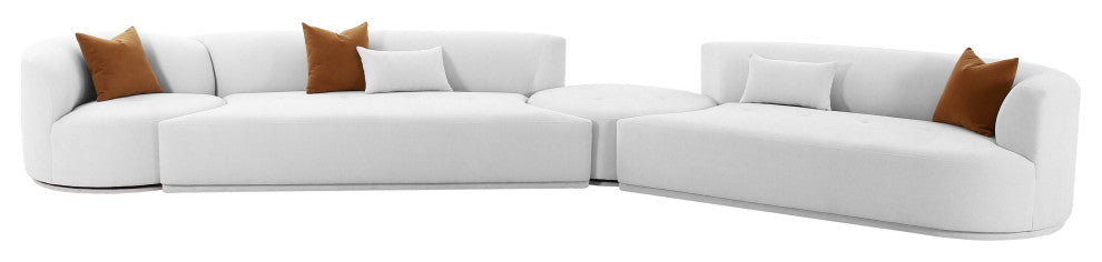 Fickle Grey Velvet 4-Piece Modular RAF Sectional - Grey