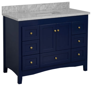 Abbey 48" Bathroom Vanity, Royal Blue, Carrara Marble
