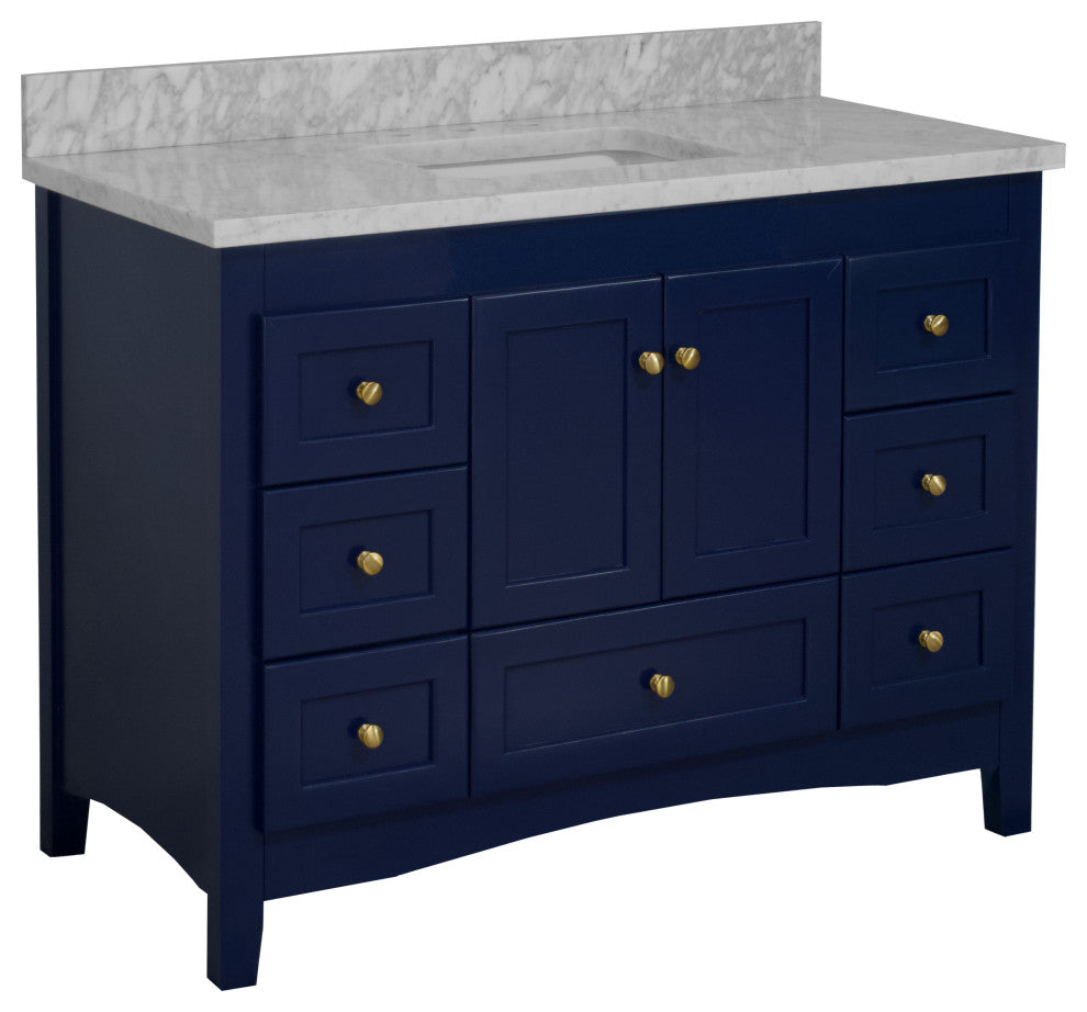 Abbey 48" Bathroom Vanity, Royal Blue, Carrara Marble