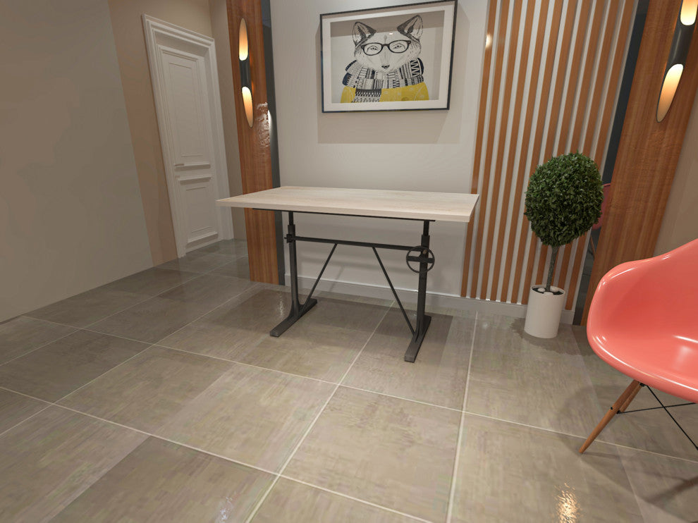 Brio Sit or Stand Adjustable Desk, Natural Driftwood/Aged Iron