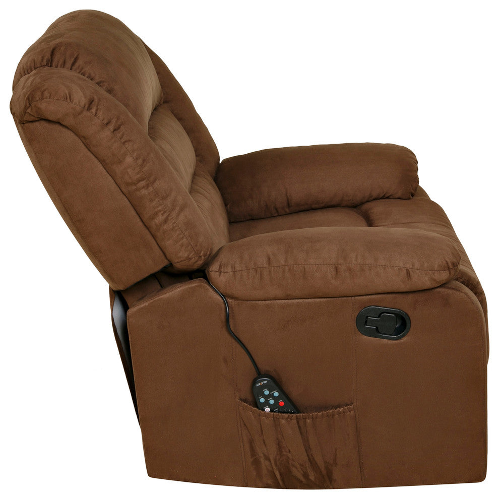 Relaxzen Rocker Recliner With Massage, Heat and Dual USB, Brown