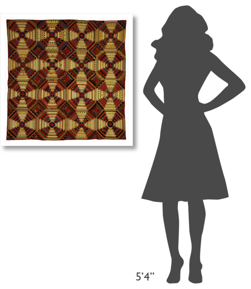 "Quilt, 'Log Cabin' Pattern, 'Pineapple' variation" Paper Art, 32"x32"