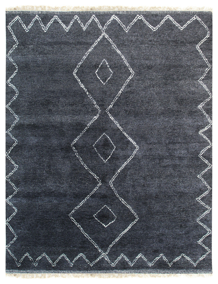 EORC Charcoal Hand Knotted Wool Moroccan Berber Moroccan Rug 9'x12'