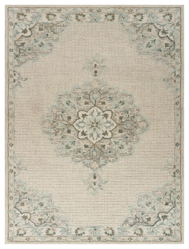 8" x 10" Ivory Distressed Floral Area Rug