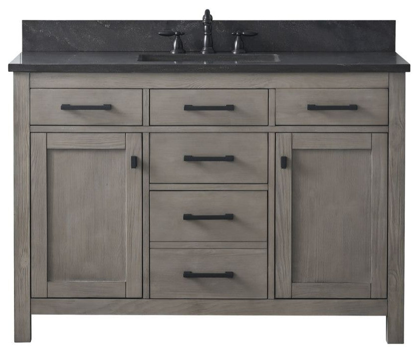 Jasper 48" Bathroom Vanity, Textured Gray, Blue Limestone