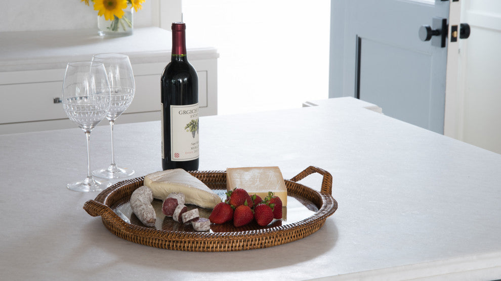La Jolla Round Serving and Cheese Tray, Honey Brown