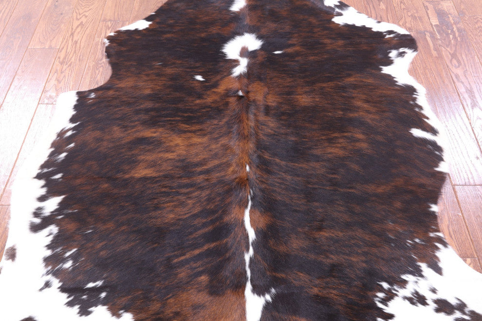 6' 4" X 5' 2" Tricolor Natural Cowhide Rug C1894
