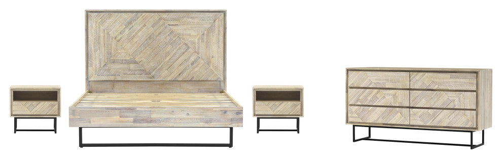 Peridot 4-Piece King Bedroom Set, Natural Acacia Wood