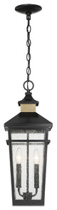 Kingsley 2-Light Outdoor Hanging Lantern, Matte Black With Warm Brass Accents