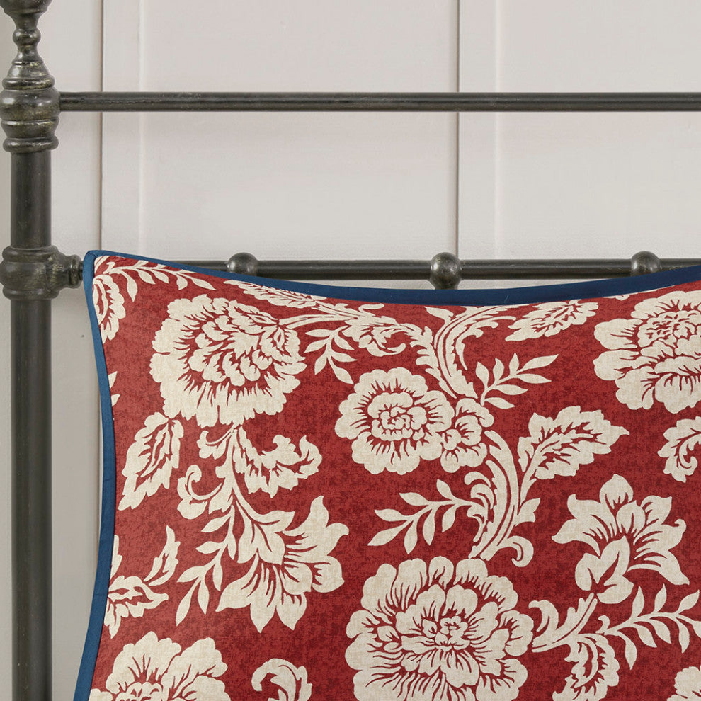 Madison Park Lucy 9 Piece Cotton Twill Reversible Comforter Set in Red