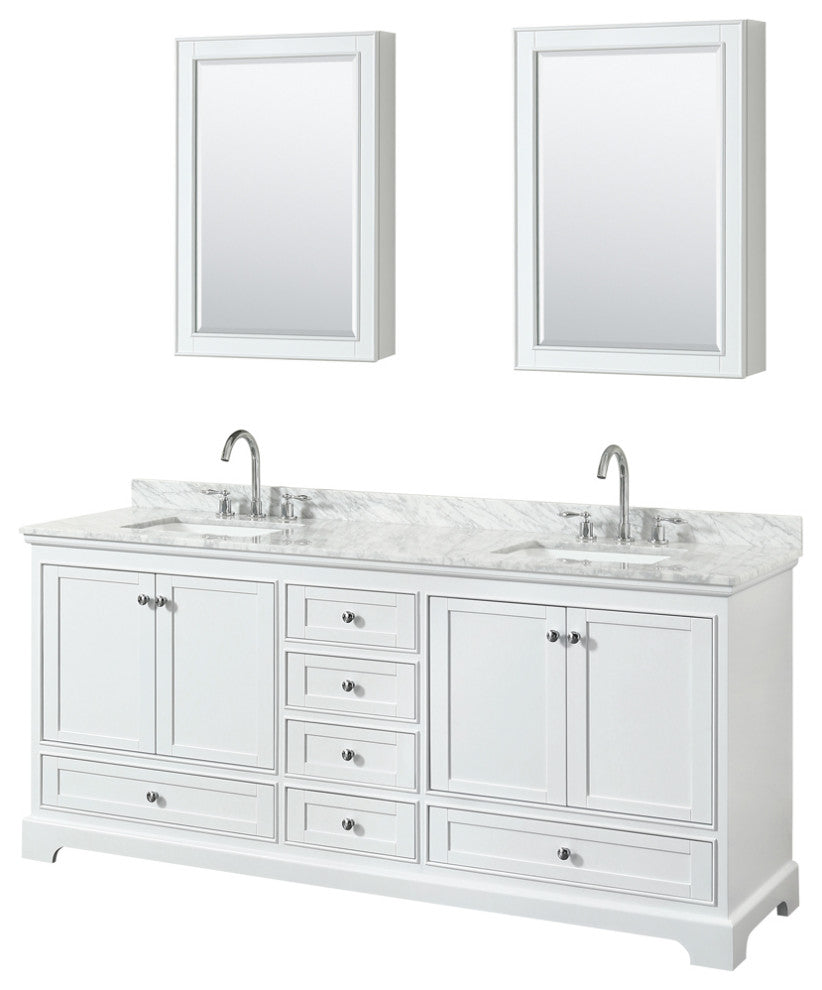 Wyndham WCS202080DWHCMUNSMED Double Vanity In White With Medicine Cabinets
