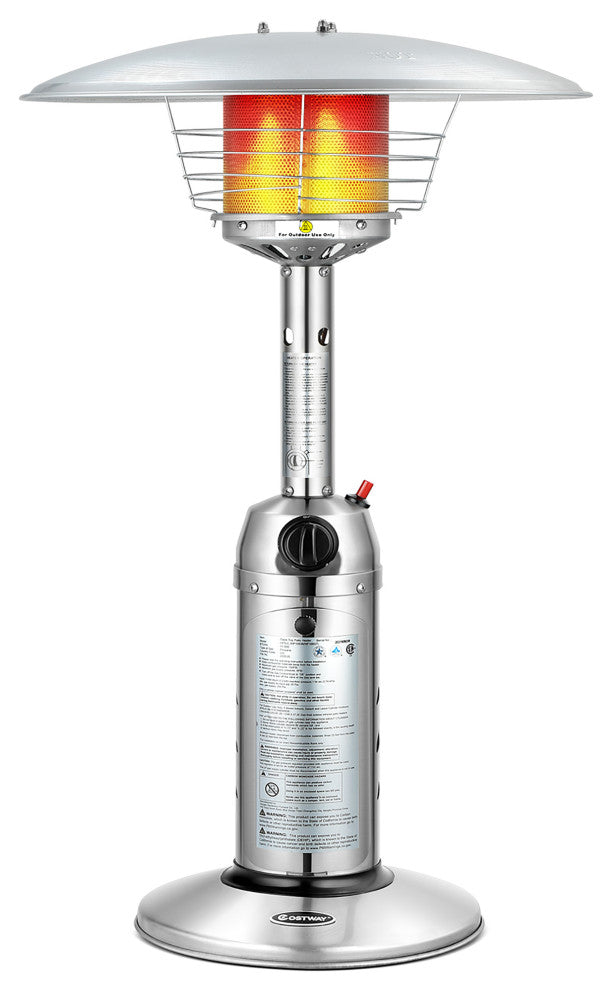 Costway Patio Propane Heater 11,000BTU Portable Tabletop Stainless Steel
