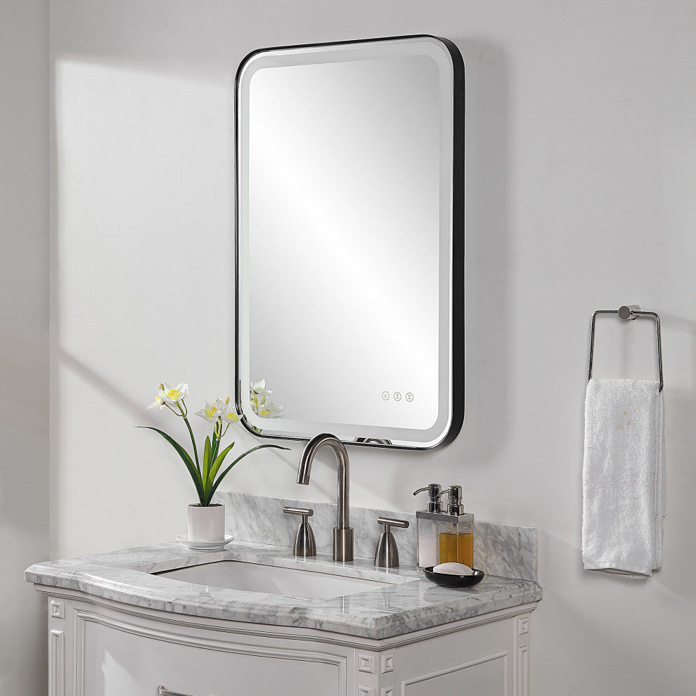 Uttermost 09861 Crofton Lighted Black Vanity Mirror