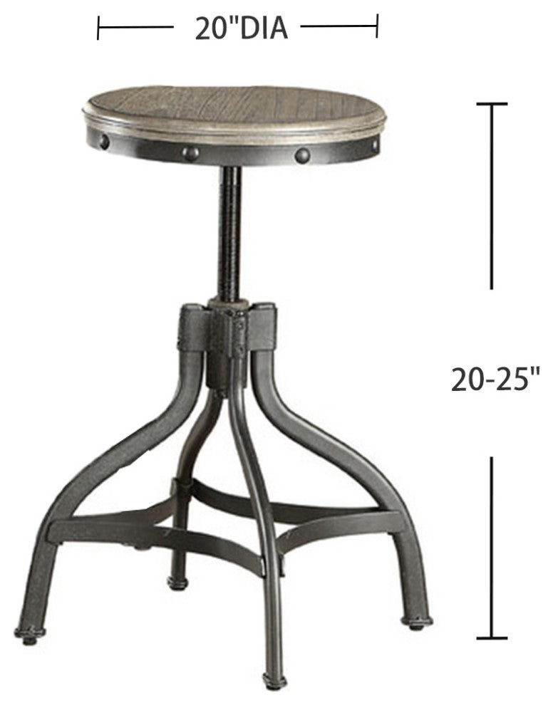 3 Piece Adjustable Counter Height Set, Gray Oak/Black Finish