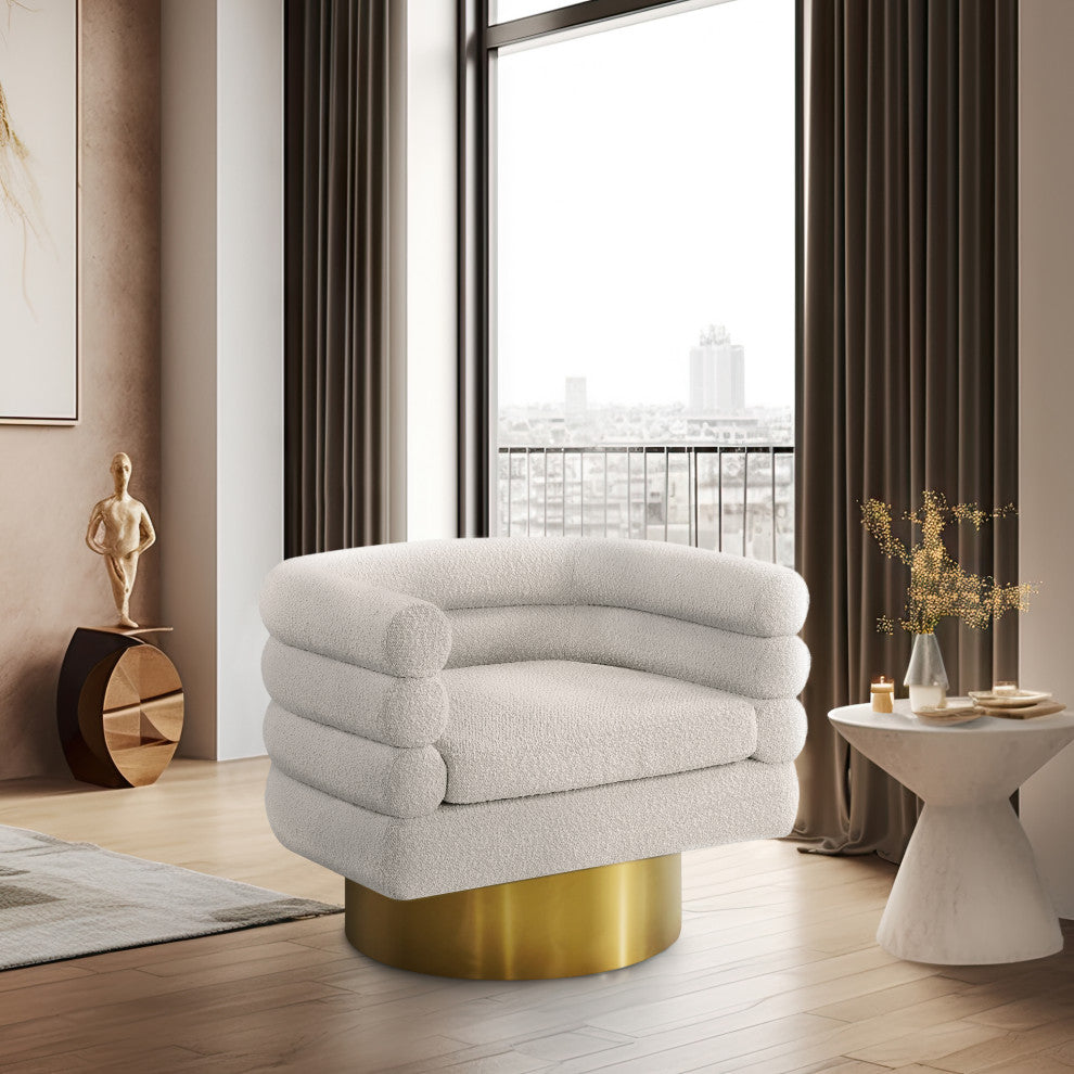 Tessa Boucle Fabric Upholstered Accent Chair, Cream